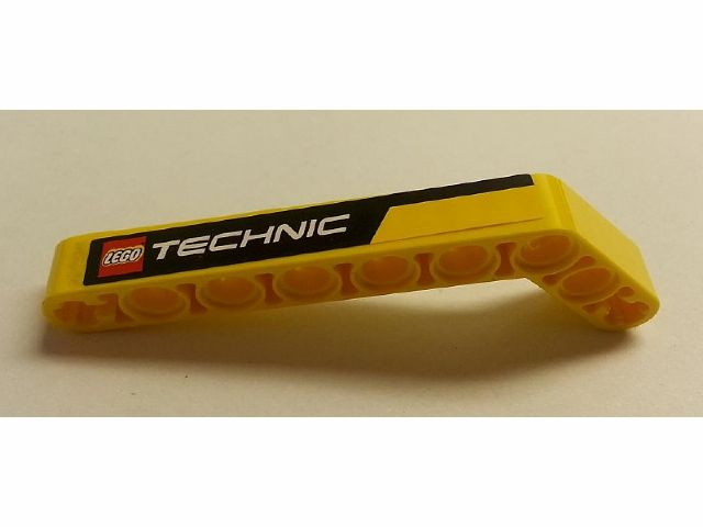 Technic, Liftarm, Modified Bent Thick 1 x 9 (7 - 3) with Black Line and LEGO TECHNIC Logo Pattern Model Right Side (Sticker) - Set 8265
