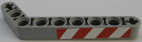 Technic, Liftarm, Modified Bent Thick 1 x 9 (7 - 3) with Red and White Danger Stripes Pattern Model Left Side Pattern (Sticker) - Set 42055