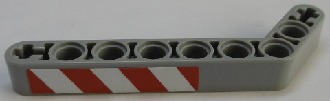 Technic, Liftarm, Modified Bent Thick 1 x 9 (7 - 3) with Red and White Danger Stripes Pattern Model Right Side (Sticker) - Set 42055