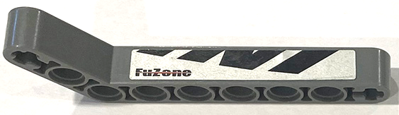 Technic, Liftarm, Modified Bent Thick 1 x 9 (7 - 3) with Black 'FuZone' and Polygons on Silver Background Pattern Model Left Side (Sticker) - Set 8863