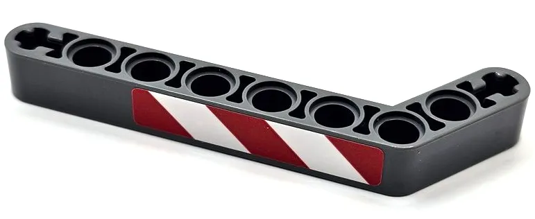 Technic, Liftarm, Modified Bent Thick 1 x 9 (7 - 3) with Red and White Danger Stripes Pattern Model Right Side (Sticker) - Set 42068