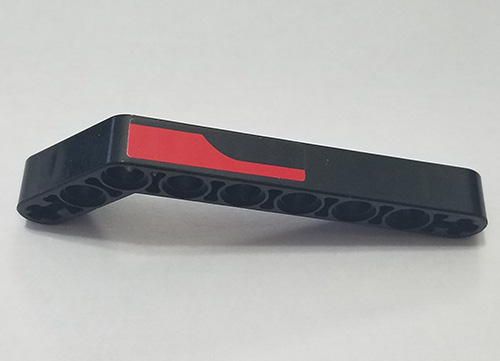 Technic, Liftarm, Modified Bent Thick 1 x 9 (7 - 3) with Red Stripe Pattern Model Right Side (Sticker) - Set 8167