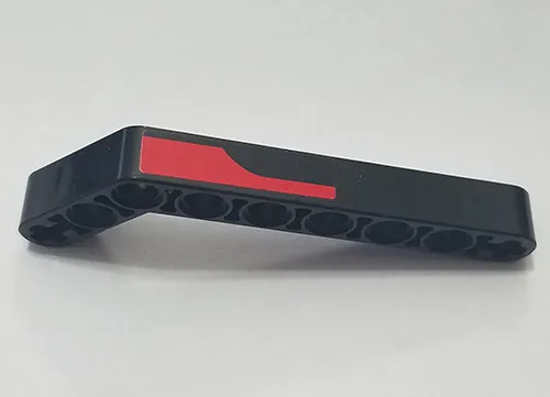 Technic, Liftarm, Modified Bent Thick 1 x 9 (7 - 3) with Red Stripe Pattern Model Right Side (Sticker) - Set 8167