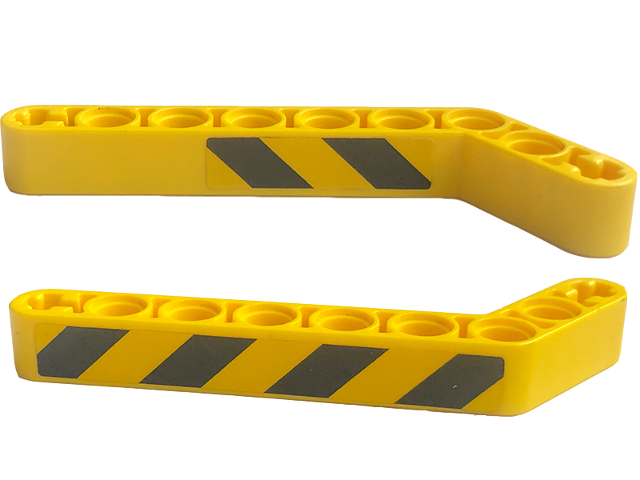 Technic, Liftarm, Modified Bent Thick 1 x 9 (7 - 3) with Black and Yellow Danger Stripes Pattern on Both Sides Model Right Side (Stickers) - Set 42094