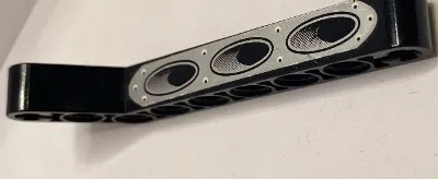 Technic, Liftarm, Modified Bent Thick 1 x 9 (7 - 3) with 3 Oval Shaped Silver Exhaust Holes with Rivets Pattern (Sticker) - Set 8305
