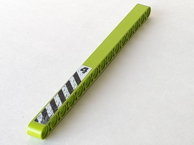 Technic, Liftarm Thick 1 x 15 with Black and White Danger Stripes and Number 4 Pattern Model Left Side (Sticker) - Set 8959