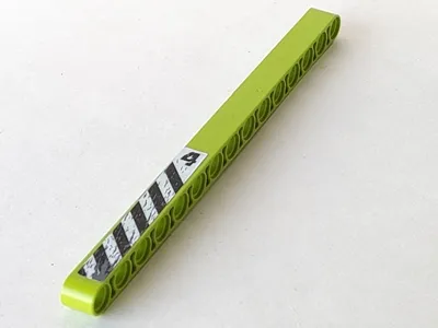 Technic, Liftarm Thick 1 x 15 with Black and White Danger Stripes and Number 4 Pattern Model Left Side (Sticker) - Set 8959