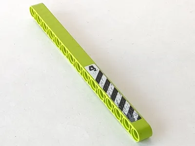 Technic, Liftarm Thick 1 x 15 with Black and White Danger Stripes and Number 4 Pattern Model Right Side (Sticker) - Set 8959