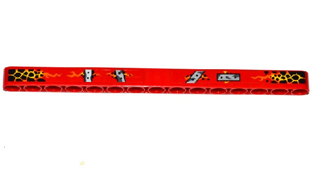 Technic, Liftarm Thick 1 x 15 with Cracks, Lava and Bolted Metal Plates Pattern (Stickers) - Set 70321