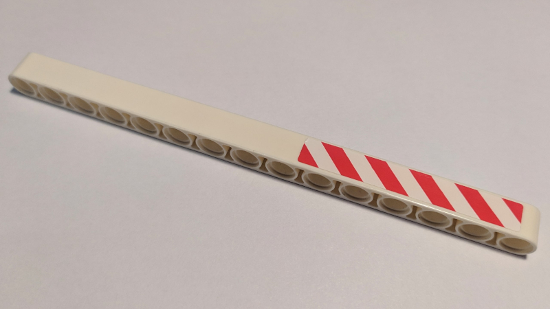 Technic, Liftarm Thick 1 x 15 with Red and White Danger Stripes Pattern Model Left Side (Sticker) - Set 8071
