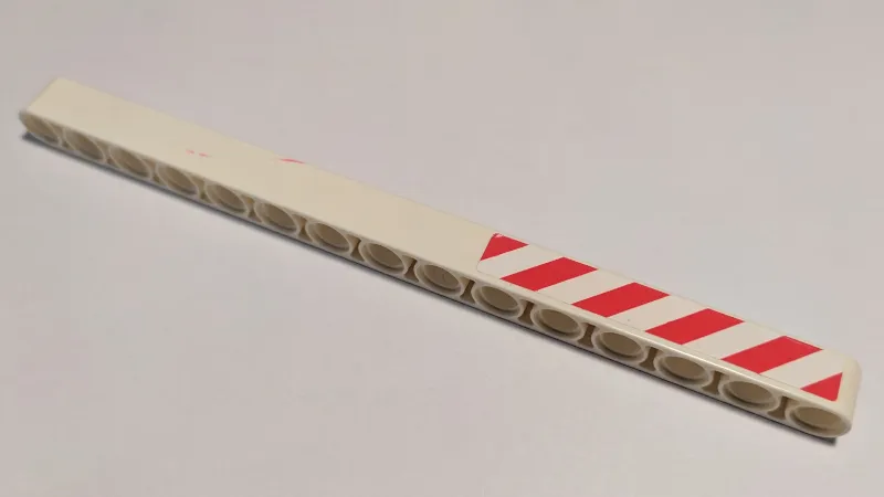 Technic, Liftarm Thick 1 x 15 with Red and White Danger Stripes Pattern Model Right Side (Sticker) - Set 8071