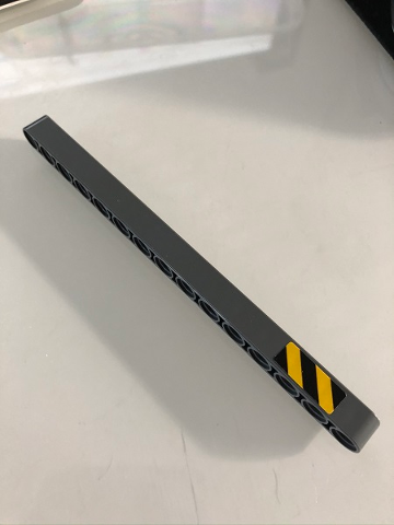 Technic, Liftarm Thick 1 x 15 with Black and Yellow Danger Stripes Pattern Model Left Side (Sticker) - Set 42098