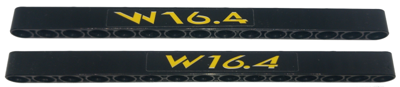 Technic, Liftarm Thick 1 x 15 with Yellow 'W16.4' Pattern on Both Sides (Stickers) - Set 42151
