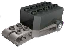 Pullback Motor 9 x 4 x 2 1/3 with Dark Gray Base and Studs on Liftarms