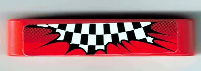 Technic, Liftarm Thick 1 x 5 with Black and White Checkered Flag Explosion on Red Background Pattern (Sticker) - Set 8242