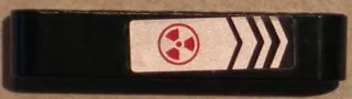 Technic, Liftarm Thick 1 x 5 with Silver and Black Chevrons and Red Radioctivity Warning Pattern (Sticker) - Set 8106