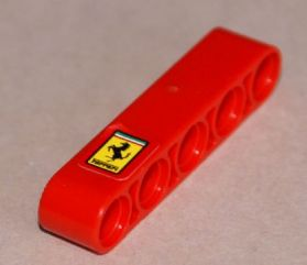 Technic, Liftarm Thick 1 x 5 with Ferrari Logo Pattern (Sticker) - Set 8653