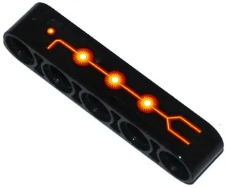 Technic, Liftarm Thick 1 x 5 with Fire Cores and Black, Red and Yellow Lines Pattern Model Left Side (Sticker) - Set 70144