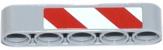 Technic, Liftarm Thick 1 x 5 with Red and White Danger Stripes Pattern on End Model Left Side (Sticker) - Set 42023