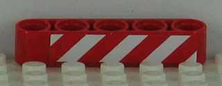 Technic, Liftarm Thick 1 x 5 with Red and White Danger Stripes Pattern Model Left Side (Sticker) - Set 8109