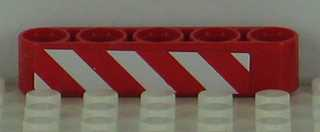 Technic, Liftarm Thick 1 x 5 with Red and White Danger Stripes Pattern Model Right Side (Sticker) - Set 8109
