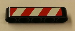 Technic, Liftarm Thick 1 x 5 with Red and White Danger Stripes Pattern Model Left Side (Sticker) - Sets 42006 / 42042