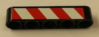 Technic, Liftarm Thick 1 x 5 with Red and White Danger Stripes Pattern Model Right Side (Sticker) - Sets 42006 / 42042