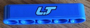 Technic, Liftarm Thick 1 x 5 with Medium Blue 'LT' Pattern (Sticker) - Set 8052