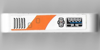 Technic, Liftarm Thick 1 x 5 with Vents, Controls and Orange Curved Stripe Pattern Model Right Side (Sticker) - Set 7646