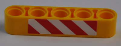 Technic, Liftarm Thick 1 x 5 with Red and White Danger Stripes Pattern (Sticker) - Set 8421