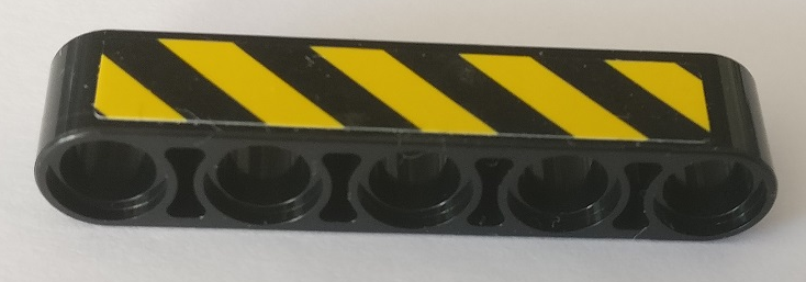 Technic, Liftarm Thick 1 x 5 with Black and Yellow Danger Stripes Pattern Model Left Side (Sticker) - Set 42082