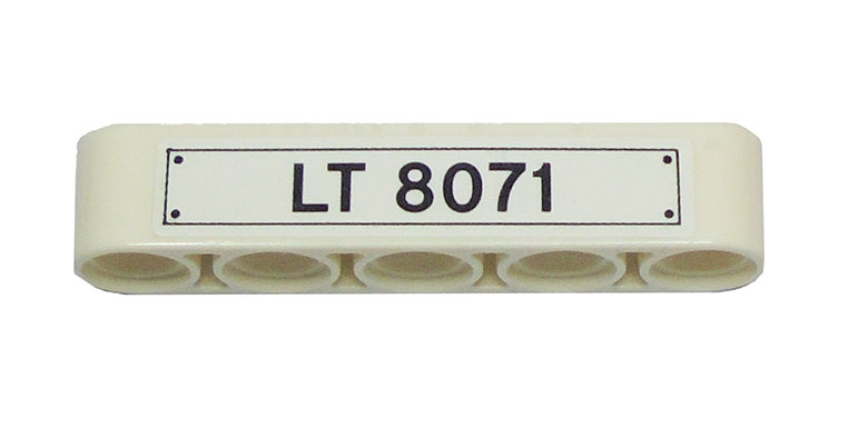 Technic, Liftarm Thick 1 x 5 with 'LT 8071'  and 4 Rivets Pattern (Sticker) - Set 8071