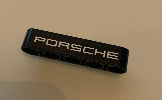 Technic, Liftarm Thick 1 x 5 with White 'PORSCHE' on Black Background Pattern (Sticker) - Set 42096