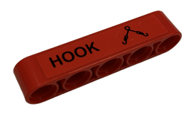 Technic, Liftarm Thick 1 x 5 with Lifting Hook and 'HOOK' Pattern (Sticker) - Set 9396