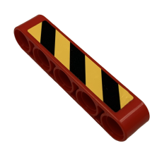 Technic, Liftarm Thick 1 x 5 with Black and Yellow Danger Stripes Pattern (Sticker) - Set 9396