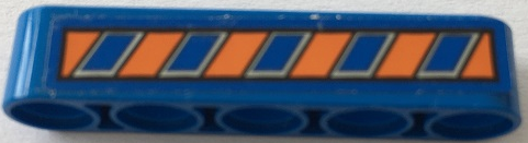 Technic, Liftarm Thick 1 x 5 with Orange and Blue Danger Stripes Pattern (Sticker) - Set 70322