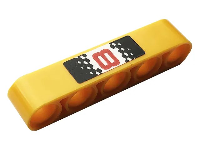 Technic, Liftarm Thick 1 x 5 with Number 8 on White and Black Background Pattern (Sticker) - Set 42101