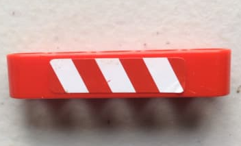 Technic, Liftarm Thick 1 x 5 with Red and White Danger Stripes Pattern Model Right Side (Sticker) - Set 8294