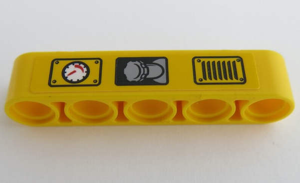 Technic, Liftarm Thick 1 x 5 with Red and White Gauge, Fuel Filler Cap and Black Vent Pattern (Sticker) - Set 42049