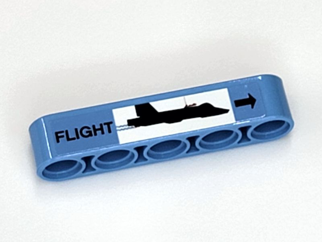 Technic, Liftarm Thick 1 x 5 with Black Airplane in Flight Pattern (Sticker) - Set 42066