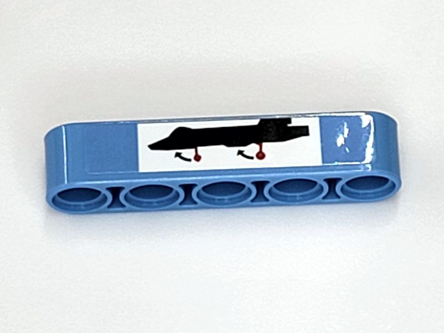 Technic, Liftarm Thick 1 x 5 with Black Airplane and Wheels Up Pattern (Sticker) - Set 42066