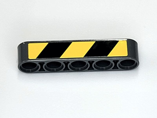 Technic, Liftarm Thick 1 x 5 with Black and Yellow Danger Stripes Pattern Model Right Side (Sticker) - Set 42081