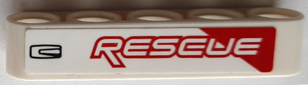 Technic, Liftarm Thick 1 x 5 with Red and White 'RESCUE' and Black Door Handle Pattern Model Right Side (Sticker) - Set 42092