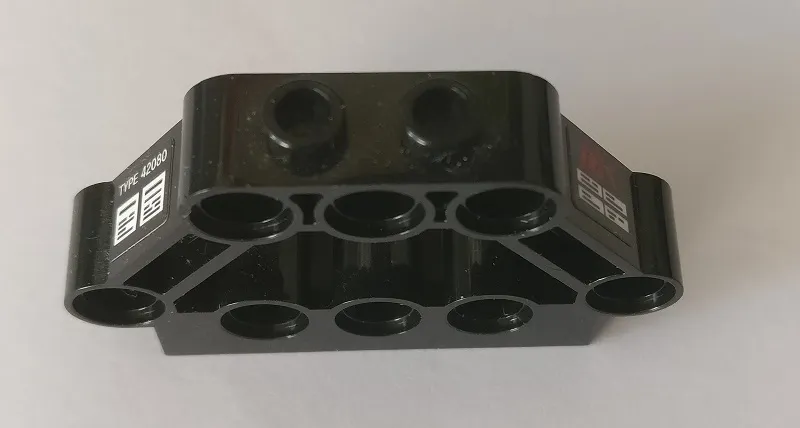 Technic, Pin Connector Block 1 x 5 x 3 with Stylized Red 'OK', White 'TYPE 42082' and Labels Pattern (Stickers) - Set 42082