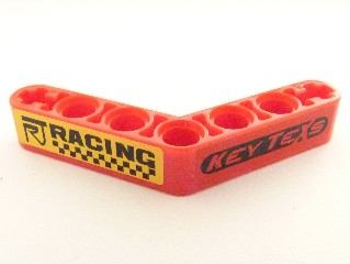 Technic, Liftarm, Modified Bent Thick 1 x 7 (4 - 4) with 'RACING' and 'KEY TEXS' Pattern (Stickers) - Sets 8041 / 42041