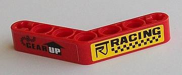 Technic, Liftarm, Modified Bent Thick 1 x 7 (4 - 4) with 'GEAR UP' and 'RACING' Pattern (Stickers) - Sets 8041 / 42041