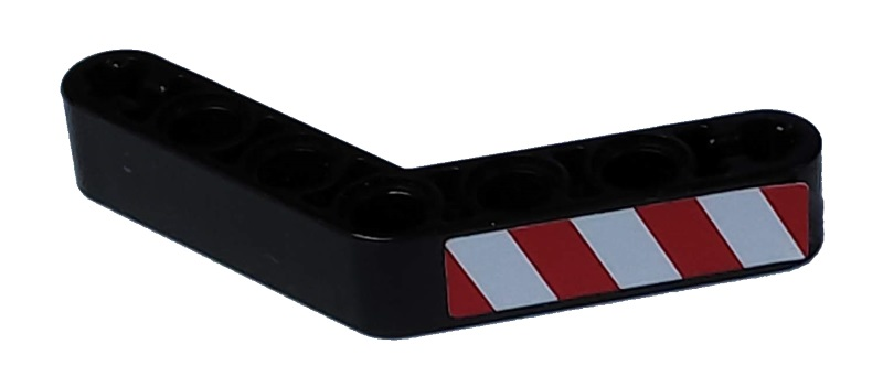Technic, Liftarm, Modified Bent Thick 1 x 7 (4 - 4) with Red and White Danger Stripes Pattern Model Left Side (Sticker) - Set 8292
