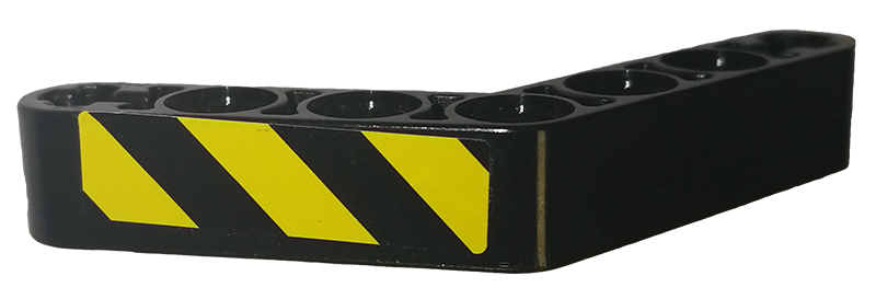 Technic, Liftarm, Modified Bent Thick 1 x 7 (4 - 4) with Black and Yellow Danger Stripes Pattern 2 (Sticker) - Set 9397