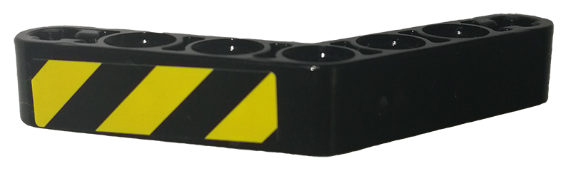 Technic, Liftarm, Modified Bent Thick 1 x 7 (4 - 4) with Black and Yellow Danger Stripes Pattern 1 (Sticker) - Set 9397