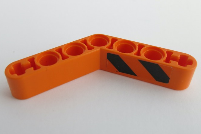 Technic, Liftarm, Modified Bent Thick 1 x 7 (4 - 4) with Black and Orange Danger Stripes Pattern Model Right Side (Sticker) - Set 42071